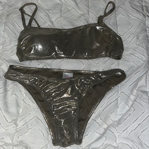 Gold metallic target bikini